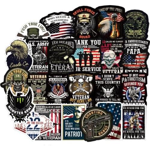 50 PCS Pack US Special Forces American Veteran Sticker Cool For On Motorcycle Skateboard Hydro Laptop Suitcase Waterproof
