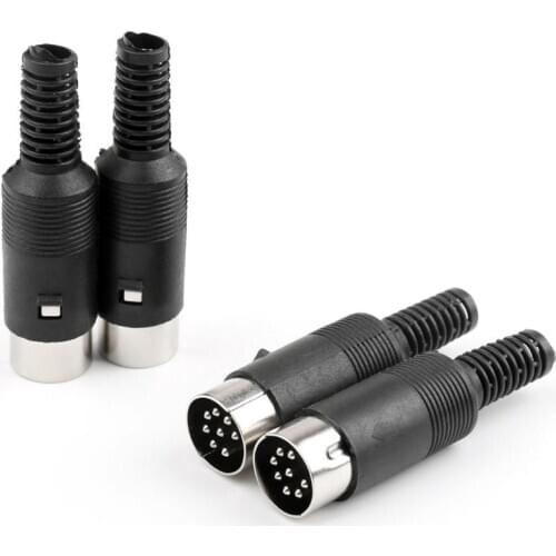 Areyourshop 12Pcs 8 Pin Din Plug Connector With Black Plastic Handle Male Computer Parts