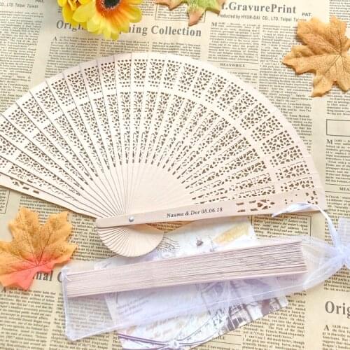 80PCS Personalized Hand Held Wood Fan Wedding Favors Chinese Wooden Folding Fan Custom Printing Name & Date FREE SHIPPING