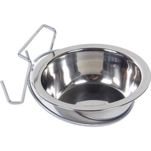 896A High QUality Stainless Steel Coop Cups with Wire Hanger for Stainless Steel Dishes Coop Cups with Wire Hook for Animals