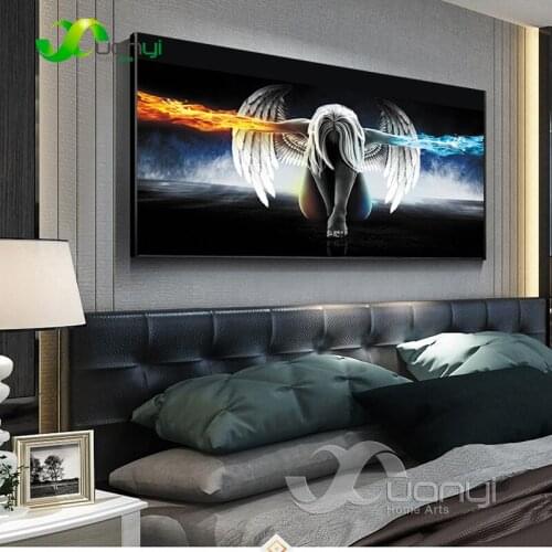 Abstract Morden Canvas Painting Anime Angel Girl Wings Poster And Prints Wall Art Picture For Living Room Bedroom Home Decor