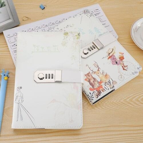 Notebook Stationery with Lock Password Book Thickened Hand Ledger Primary School Birthday Notebook