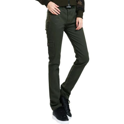 Outdoor Flexible Straight Cargo Pants Women New Tactical Army Green Slim Pencil Pants Cotton Breathable Casual Military Trousers