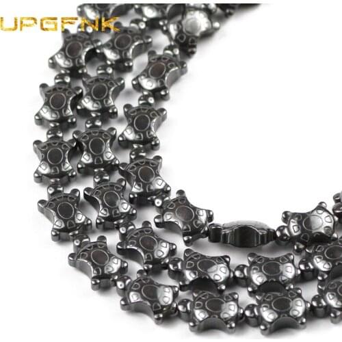 UPGFNK tortoise shaped Natural Black Hematite stone Loose Spacer beads For Jewelry making DIY bracelet Accessories Findings