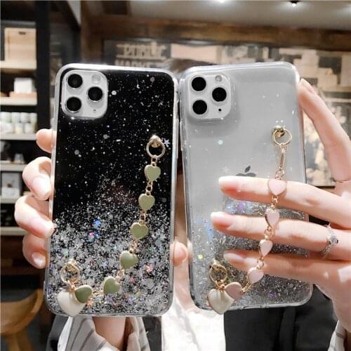 Shining Wristband Phone Case for IPhone 12 11 Pro Max XR X XS Mini Glitter Star Cover for IPhone 7 8 9 6 6S Plus SE2 Coque Funda