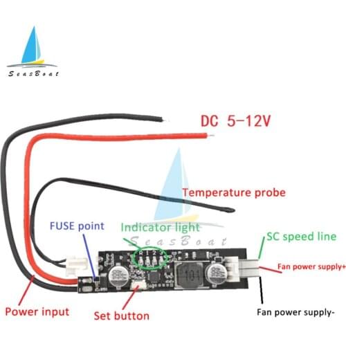 DC 5V 12V PWM Speed Controller Fan Speed Governor Temperature Controller 2-3 Wire Temperature Control Governor Module 10cm
