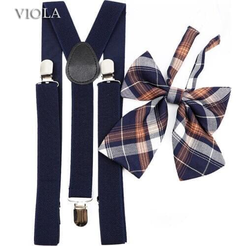 Women 2.5cm Suspender Plaid Bowtie Set Red Navy Pink Girl School Uniform Cosplay Party Cravat Brace Female Shirt Skirt Accessory