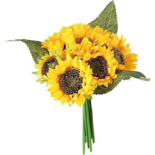 Vines Home Decoration Artificial Flower Bouquet Sunflowers Blossom Party Office Natural Fake Silk Wedding Photo Plastic Flowers