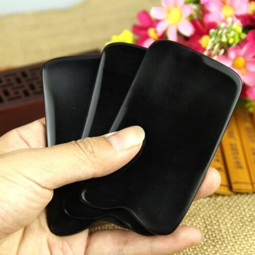 Natural black buffalo horn scraping massage plate slimming body massage detox face eyebrows tendon legs back