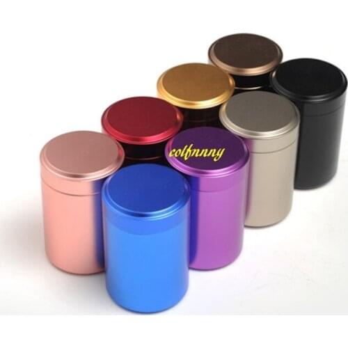 100pcs/lot 45*65mm Metal Cans Tea Pots Mini Sealed Canisters Travel Tea Box Titanium alloy Tea Tank Box Tea Storage boxes
