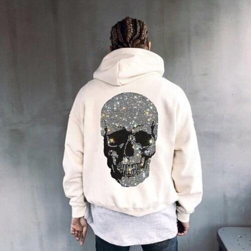 Mens Hoodie Super Hot New Heavy Craft Rhinestone Star Winter Casual Hip-Hop Pure Cotton Thick Long-Sleeved Jacket 5XL