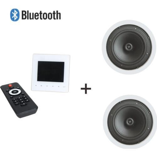 2*15W mini wall mounted audio amplifier with 2PCS 5 inch coaxial treble ceiling speaker supporting USB/SD/AUX/Bluetooth/FM