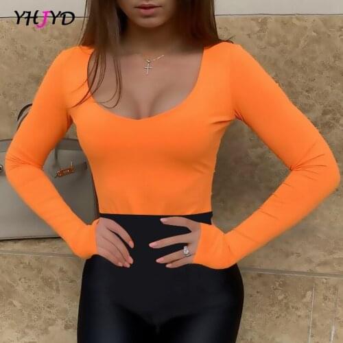 2020 autumn winter new long sleeve bodysuit women fashion clothing sexy body stretch orange red black bodysuits female outfits