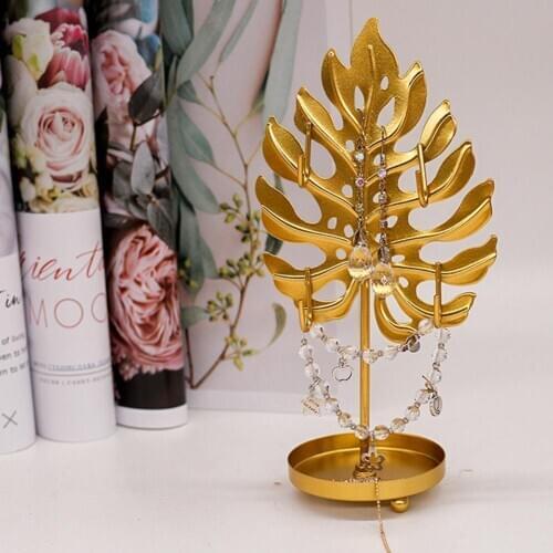 Tree Leaf Storage Stand Jewelry Display Stand Leaf Shape Iron Jewelry Display Rack Stand Earrings Necklace Bracelet Organizer