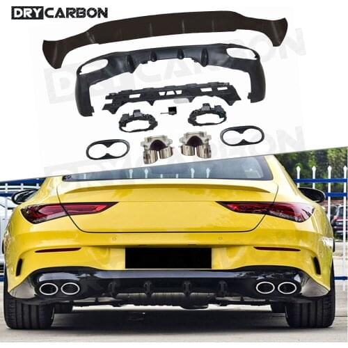 PP Rear Diffuser Bumper Lip Spoiler With Exhaust for Mercedes Benz W118 C118 CLA180 CLA200 CLA250 CLA35 CLA45 AMG 2020 2021