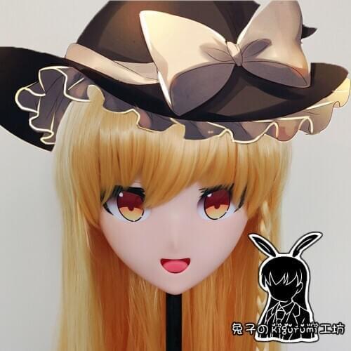 R-Mask 02) Full Head Resin Cosplay Anime Touhou Project Kirisame Marisa Kigurumi Mask BJD Crossdresser Doll Transgender Mask