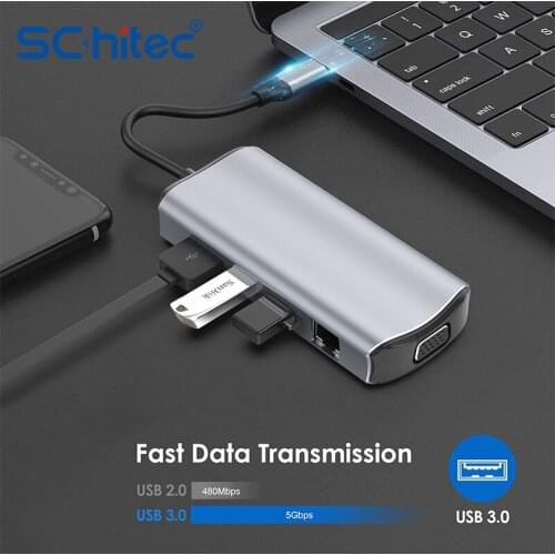 Schitec USB C HUB Type C to HDMI-compatible USB 3.0 Adapter 11 in 1 Type C HUB Dock for MacBook Pro Air USB C Splitter
