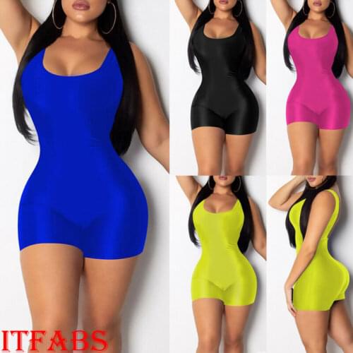 Sexy Short Romper Jumpsuit Leotard Sleeveless Top Women Stretch Blouse Bodysuit