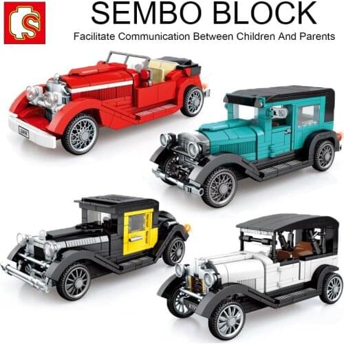 Sembo City Mechanical Classic Car MOC Bricks Creator Classical Convertible Racing Vehicle Building Blocks Toys for Kids