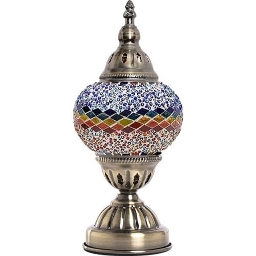 Mediterranean Retro Table Lamps for Bedroom Bedside Living Room Table Light Fixtures Turkish Glass Mosaic Home Decor Lighting