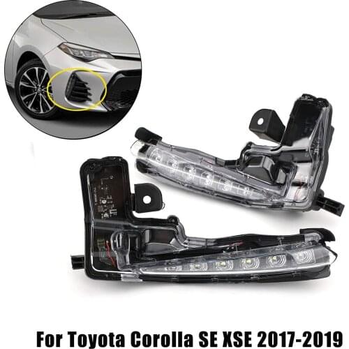 Car Front Lower Bumper LED Fog Lamp Daytime Running Light Driver Passenger Side for Toyota Corolla XSE SE 2017-2019 #8143002030