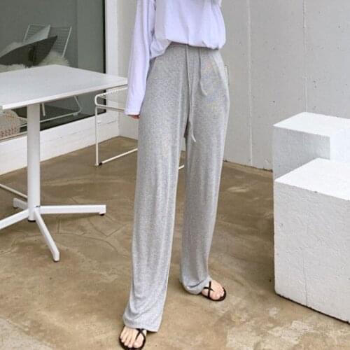 Plus Size Korea Loose Casual Gray Cotton Wide Leg Pants Harem Sportspants Trousers High Waist Women Pantalon Femme S341