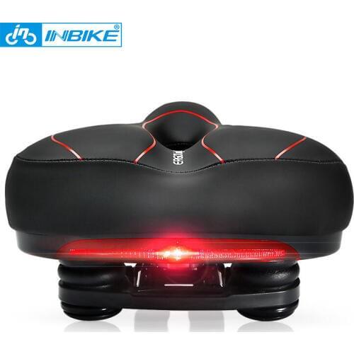 INBIKE Bicycle Saddle with Tail Light Widen MTB Road Bike Cushion Cycling Accessories Comfortable Seat Spare Parts for Bicycles