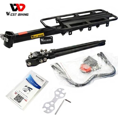 WEST BIKING Bike Rack Aluminum Alloy 50KG Luggage Rear Carrier Trunk for Bicycles MTB Bike Rear Shelf Cycling Bicycle Racks