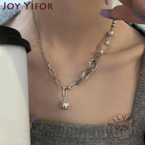 925 Sterling Silver Sweater Necklace New Fashion Punk Hip Hop Splicing Chain Sweet Couples Party Jewelry Gifts for Women