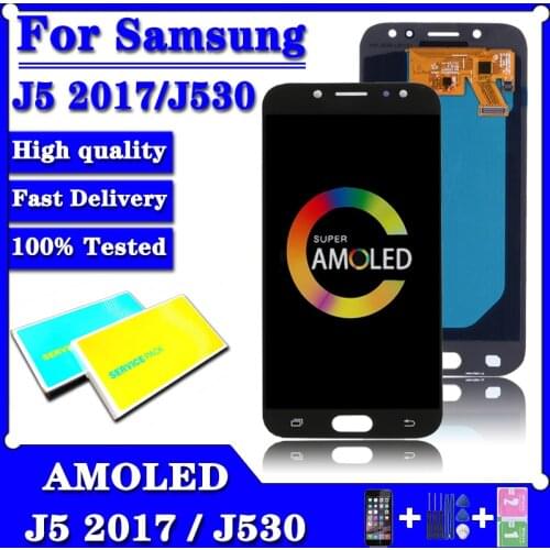 100% Super Amoled J530 LCD For Samsung Galaxy J5 2017 J530F AMOLED LCD Display Touch Screen Digitizer Assembly free shipping