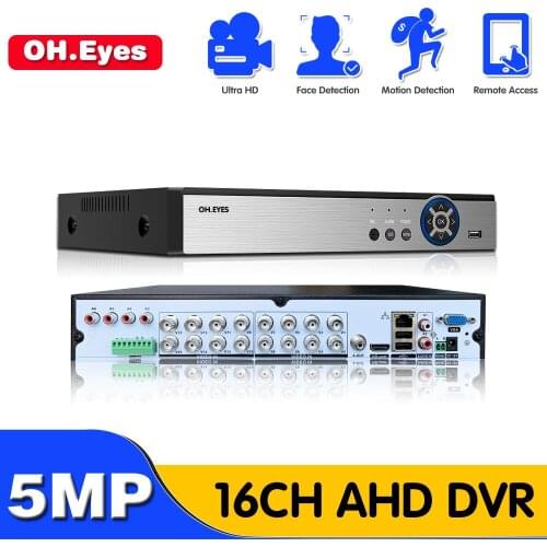 16 Channel 5MP AHD DVR NVR Hybrid 6 in 1 Video Recorder for 5MP 4MP 1080P TVI CVI CVBS AHD IP CCTV Security Camera with 4TB HDD