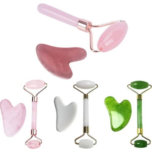 2Pcs/set Face Massage Roller Gua Sha Scraper Board Tool Wrinkle Face Shipping Up Remover Sha Care Drop Lift Gua Eye N1E3