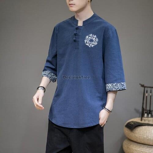 2021 japanese and korea style cuisine uniforms medium sleeves chef cook uniforms cotton and linen printing design cook work wear