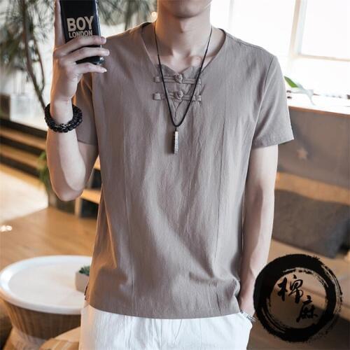 2020 Mens heart collar,brand short sleeve T-shirt casual plus size cotton linen clothes,big size Mens Shirts M-6XL 7XL