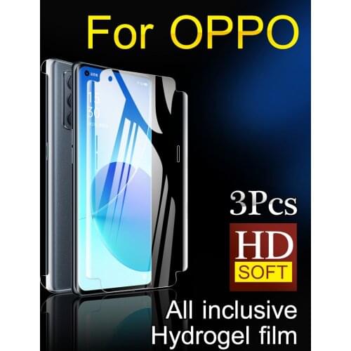 3 in 1 Front Back Coverage Find X3 X2 Screen Protector For OPPO Reno 5 6 Pro Plus Hydrogel Film Reno3 Reno4 Realme GT NEO Q2 X7
