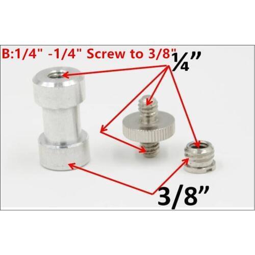 3 in 1 metal 1/4" -1/4" Screw to 3/8" Spigot Stud Convert Adapter Kit for SLR Camera Tripod