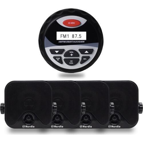 4 Inch Marine Waterproof Boat Box Speaker Outdoor ATV UTV Speakers + Marine Bluetooth Stereo Car MP3 Player Radio FM AM Audio