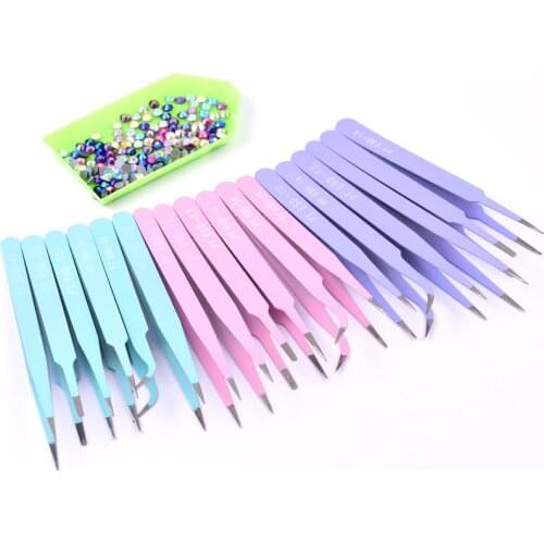 6pcs DIY Nail Art Rhinestone Tools Metal Stainless Steel Set Tweezer Jewelry Accessories Pick-Up Tools A116