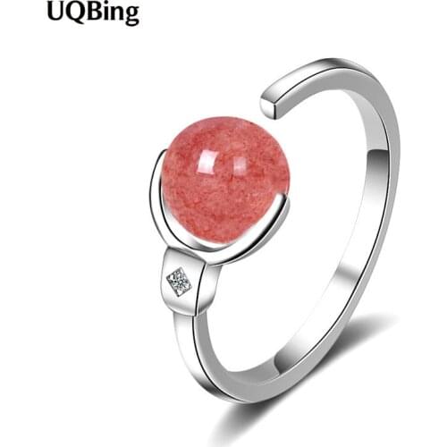 925 Sterling Silver Strawberry Crystal Rings For Beast Friends Birthday Gifts Jewelry