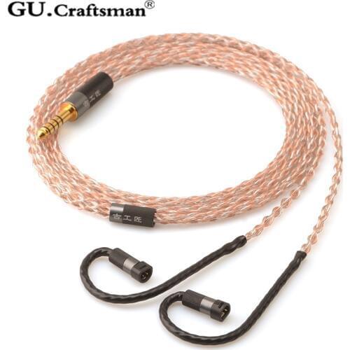 GUcraftsman 5N OFC copper 8-core IE8 IE8i IE80 IE80s HIFI 2.5mm/4.4mm Balance Headphone upgrade cable