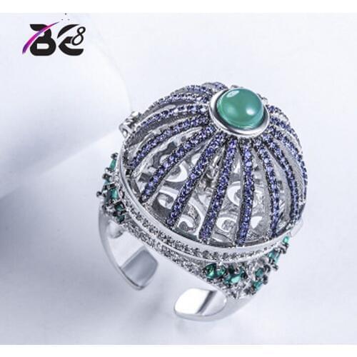 Be 8 Luxury New Design AAA Cubic Zirconia Muilticolour Stone Birdcage Shaped Big Party Adjustable Rings Womens Accessaries R123