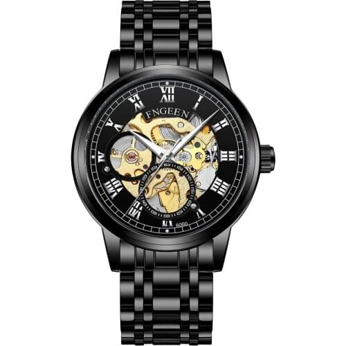 2021 Hot Fenzun FNGEEN Watch Mens Automatic Hollow Mechanical Watch 2021 New Steel Belt Genuine Waterproof Mens Watch Reloj