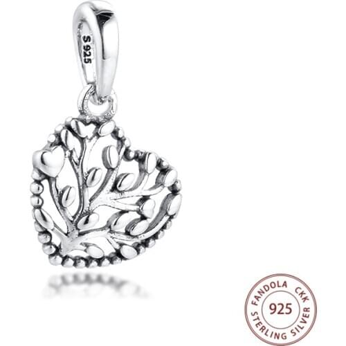 CKK 925 Sterling Silver Charm Flourishing Hearts Dangle Beads for Jewelry Making Fits Original Pandora Charms Bracelet Berloque