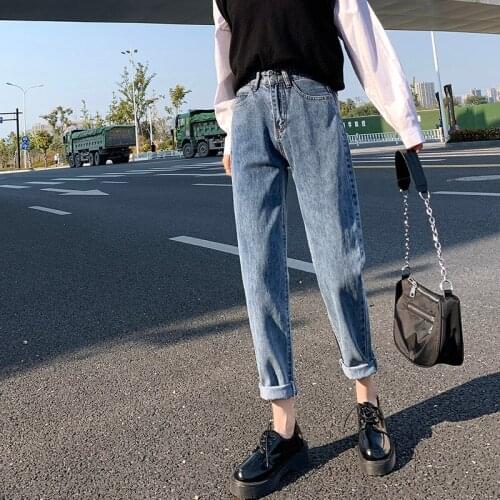 High Waist Jeans New 2021 Harem Pants Woman Denim Cotton girls casual Loose Jeans Fashion Ladie Versatile streetwear trousers