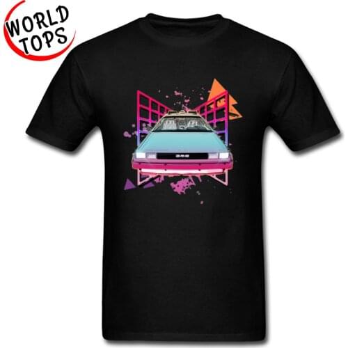 Neon Car Back To the Future T Shirt Round Collar 100% Cotton Fabric Student Top T-shirts Printed On Tshirts New Designers Men
