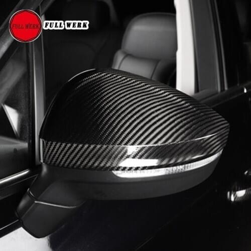 Geniune Carbon Fiber Car Exterior Side Rearview Mirror Cover Shell Sticker for Touareg 19 Mirror Decoration Cap Protector Stylin