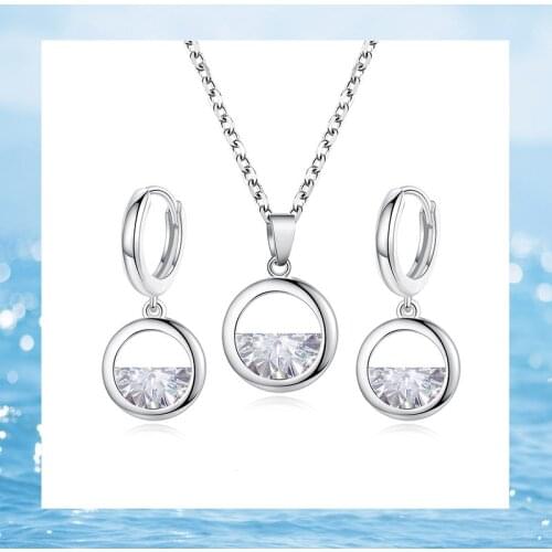 Small Fresh Zircon all-Match Necklace Women Wang Qingquan Necklaces Sen Simple Semicircular Earrings Necklace Women Charm Gift