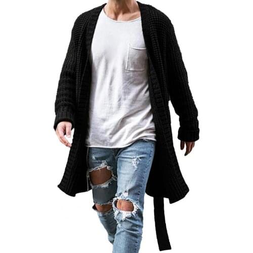2021 Fashion New Knitted Coat Large Size Keep Warm Cardigan Men Long Sleeve Midi Sweater Coat for Home