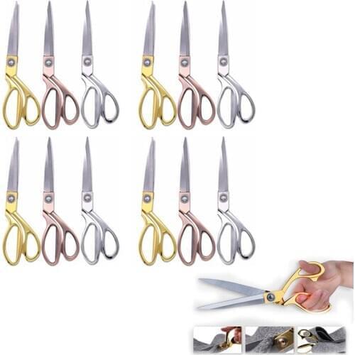 Stainless Steel Cutting Scissors Sewing Tailor Scissors Golden Needlework Professional Dressmaker Fabric Cutting Shears Scissors