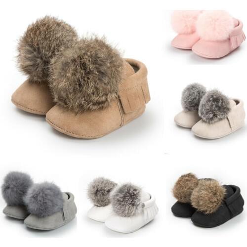 Newborn Pom Shoes Soft Crib Trainer Pram Baby Girl Princess Casual Sneaker 0-18M Children Kids Autumn Winter New Fashion Shoes
